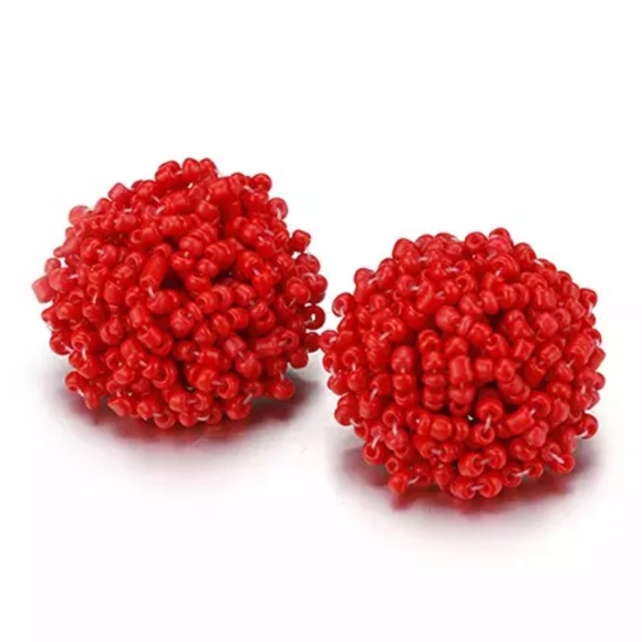 Red Seed Bead Earrings - Picture 1 of 4